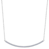 Sterling Silver Square Tube Curve Bar CZ Pendant Necklace, 18" fine designer jewelry for men and women